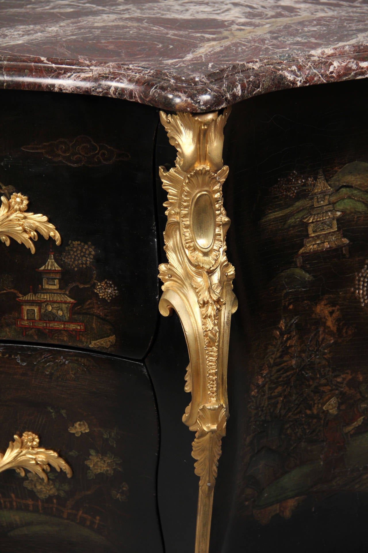 French Exceptional Late 19th Century Gilt Bronze-Mounted Lacquer Commode, Henry Dasson For Sale