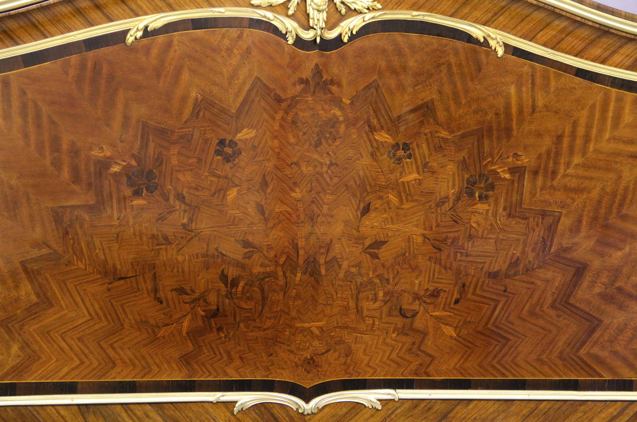 Belle Époque Bronze Mounted Marquetry and Parquetry King-Size Bed by François Linke