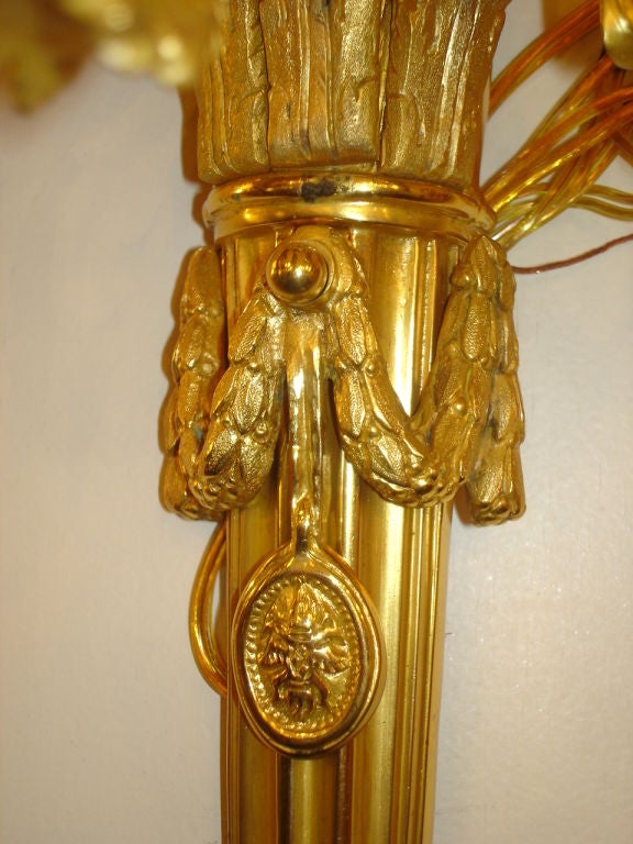Pair of Gilt Bronze Sconces In Excellent Condition In New York, NY