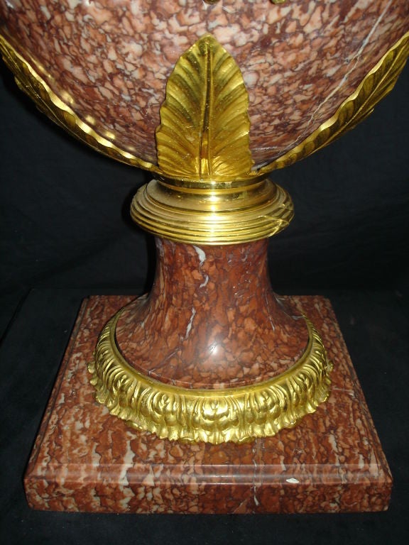French Large and Impressive Pair of Late 19th Century Gilt Bronze Mounted Urns For Sale
