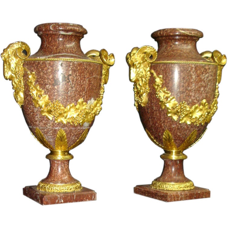 Large and Impressive Pair of Late 19th Century Gilt Bronze Mounted Urns For Sale