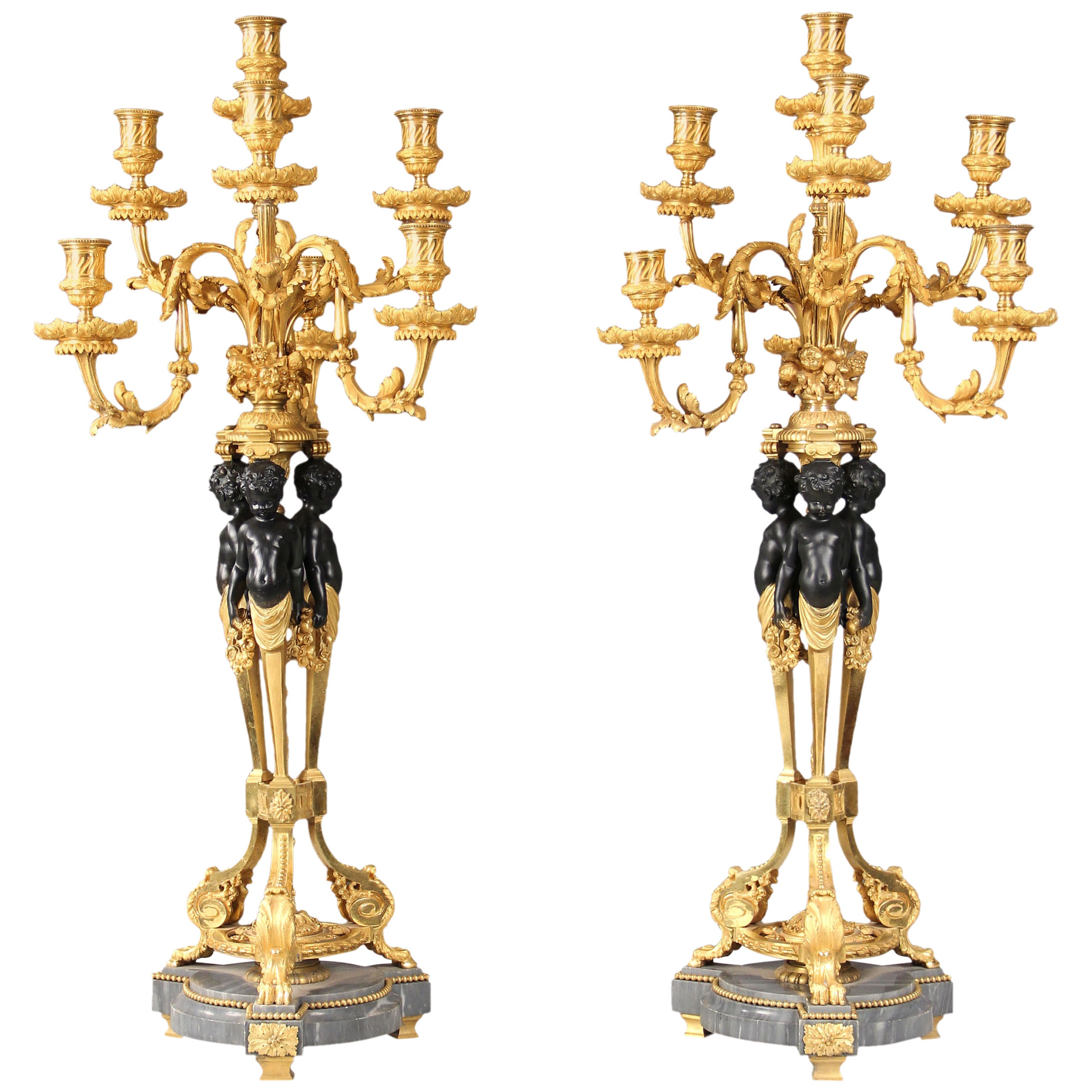 Pair of Late 19th Century or Early 20th Century Seven-Light Candelabra