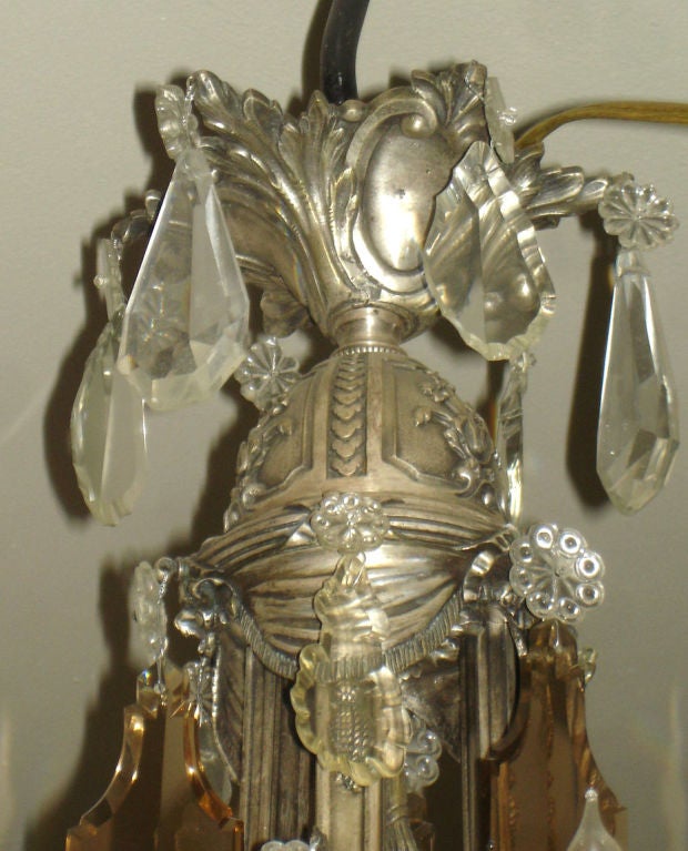 19th Century Silver Gilt Baccarat Crystal Chandelier In Excellent Condition In New York, NY