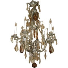 Antique 19th Century Silver Gilt Baccarat Crystal Chandelier