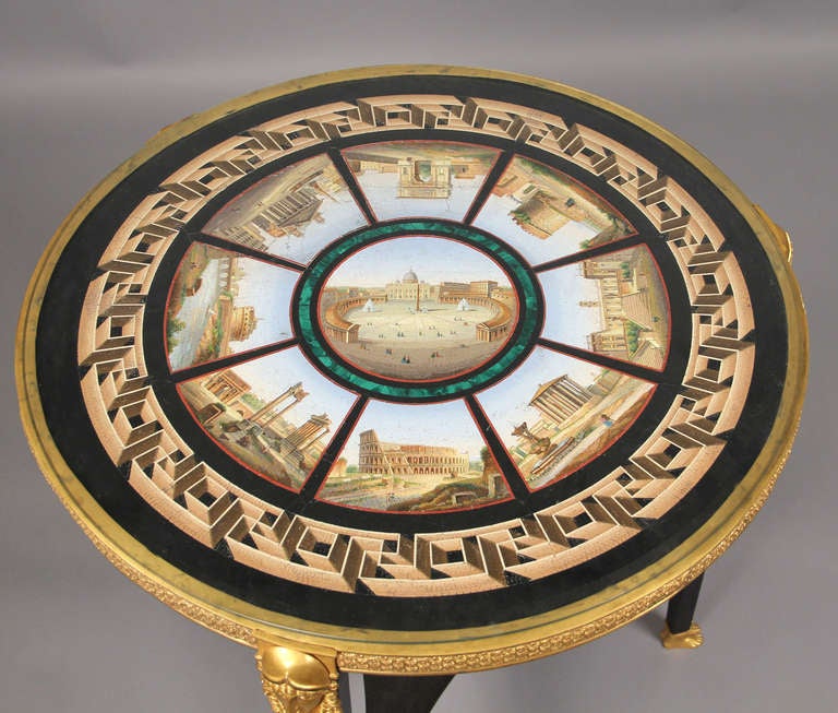 Belle Époque Late 19th Century Gilt Bronze-Mounted Italian Micromosaic Table