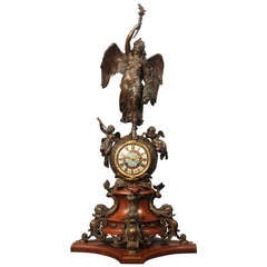 Important Late 19th Century Gilt and Patinated Bronze Mantel Clock 5