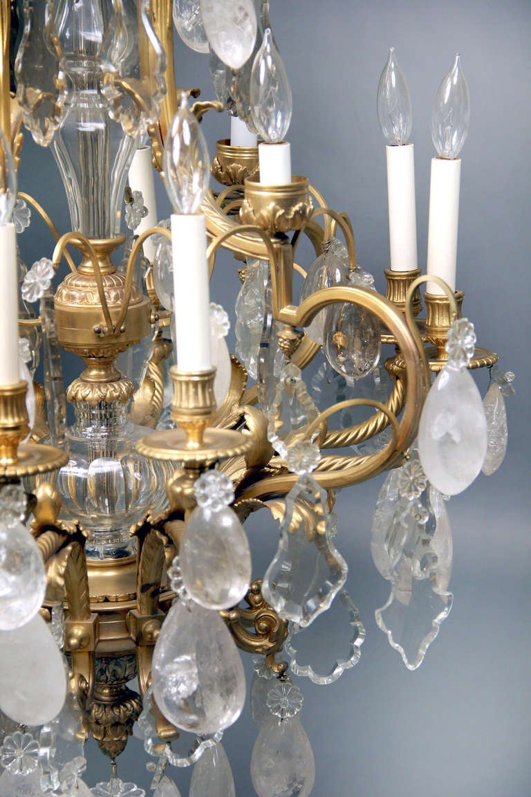 French A Stunning 19th Century Gilt Bronze and Rock Crystal Chandelier