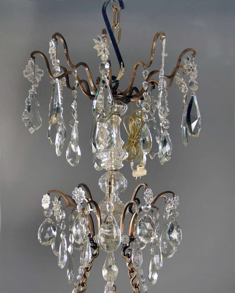 Late 19th Century Bronze and Crystal Ten-Light Chandelier In Excellent Condition In New York, NY