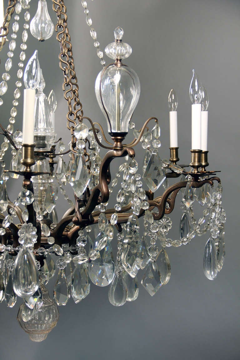 Late 19th Century Bronze and Crystal Ten-Light Chandelier 1