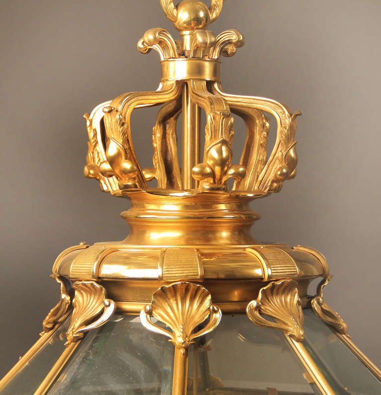 Belle Époque Gilt Bronze and Glass 'Versailles' Hall Lantern For Sale