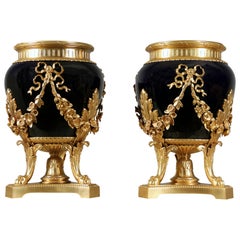 Vintage 19th Century Gilt Bronze and Sevres Planters