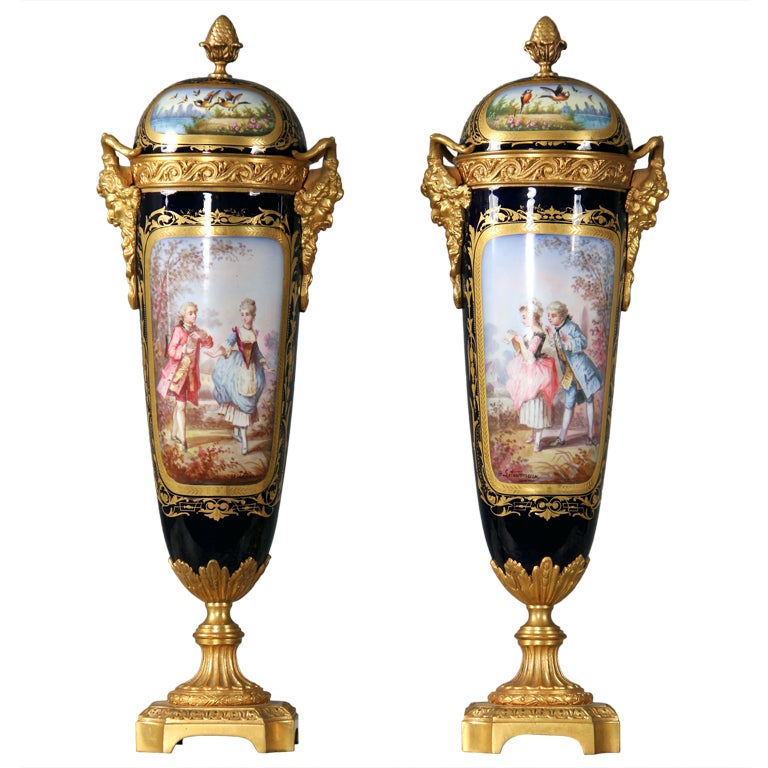 Pair of Sevres Style Vases at 1stdibs