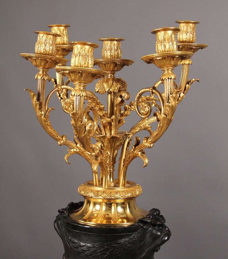 French A Fine Pair of 19th Century Candelabra After Claude-Michel Clodion For Sale