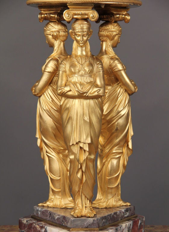 Fantastic 19th Century Empire Style Gilt Bronze and Marble 3 Piece Garniture In Good Condition For Sale In Long Island City, NY