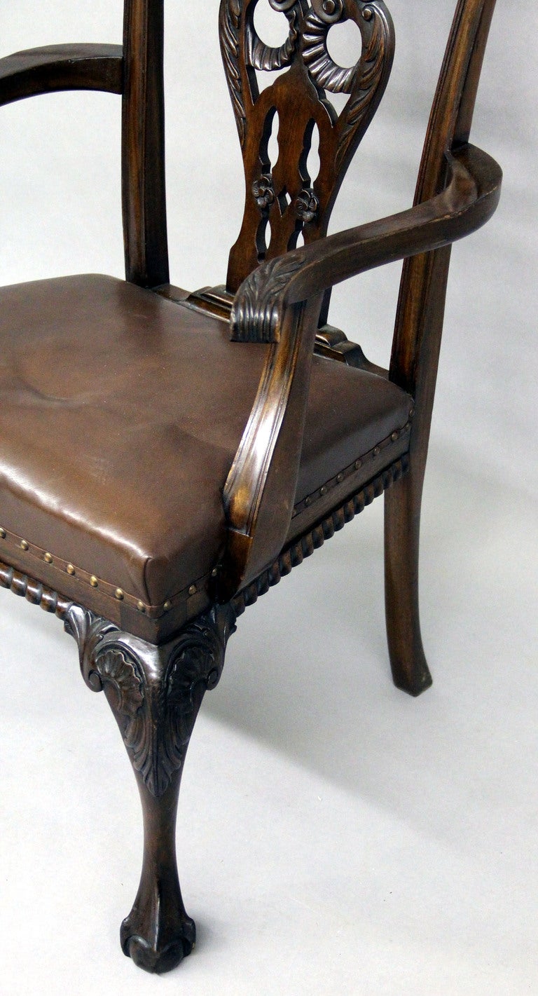 Large and Fantastic Set of 18 Antique Chippendale Dining Room Chairs at