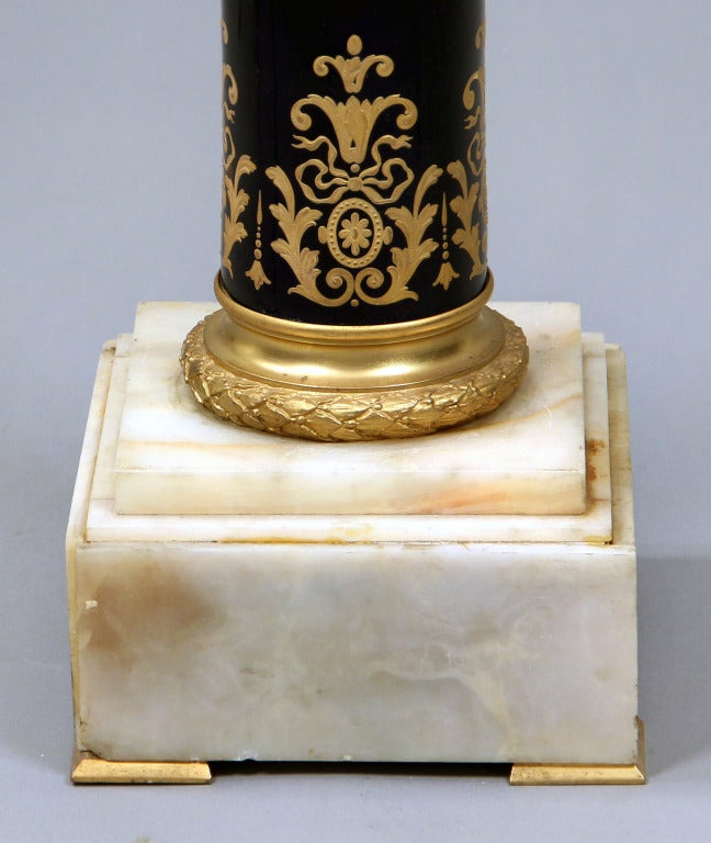 Late 19th Century Gilt Bronze Mounted Onyx and Sèvres Style Pedestal In Good Condition For Sale In New York, NY