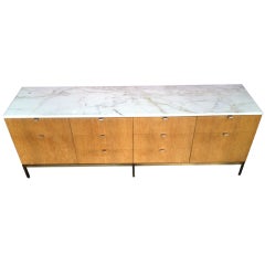 Florence Knoll Credenza, Olivewood Bronze & Marble. 1960