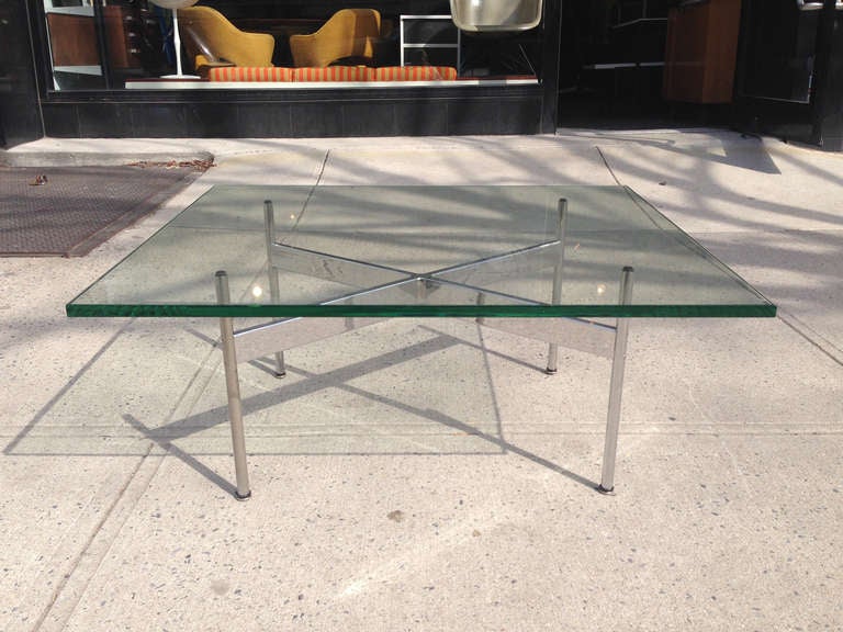 One glass Cocktail Table designed by Katavolos, Littel and Kelley for Laverne International's Architecture Group.
