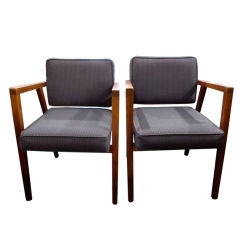 Pair of  Franco Albini Walnut Arm Chairs for Knoll