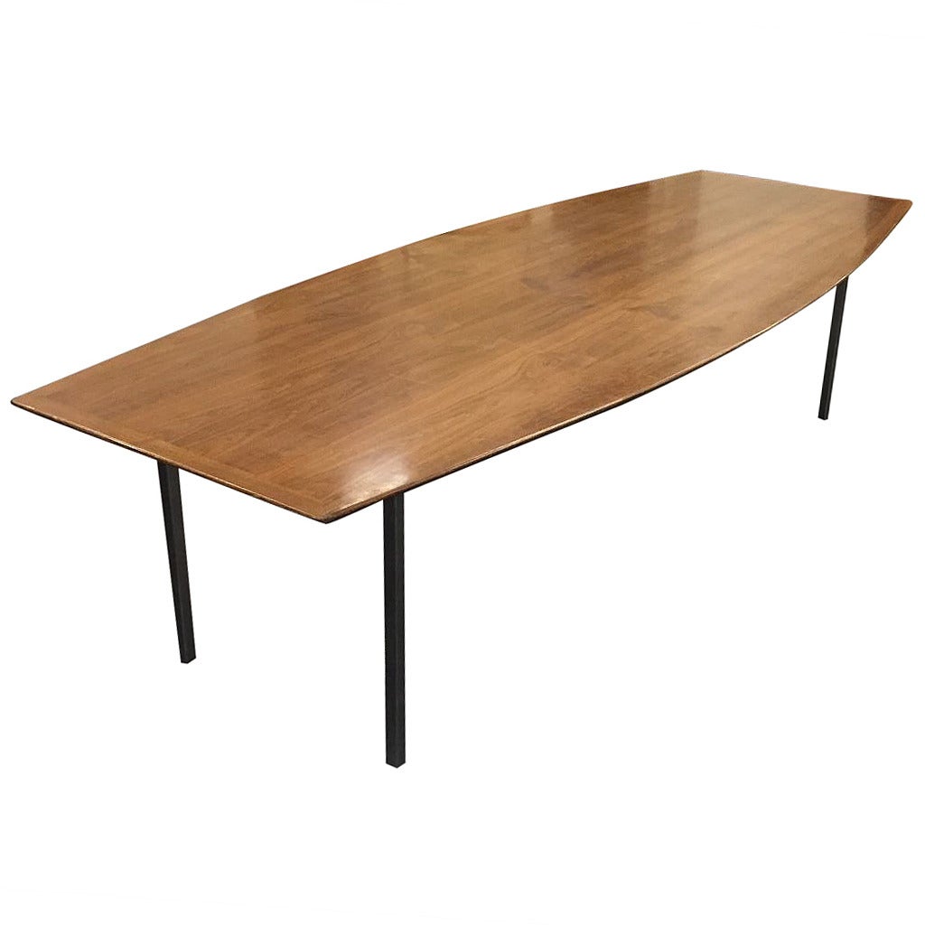 Florence Knoll Walnut Boat Table, Knoll International