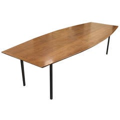 Florence Knoll Walnut Boat Table, Knoll International