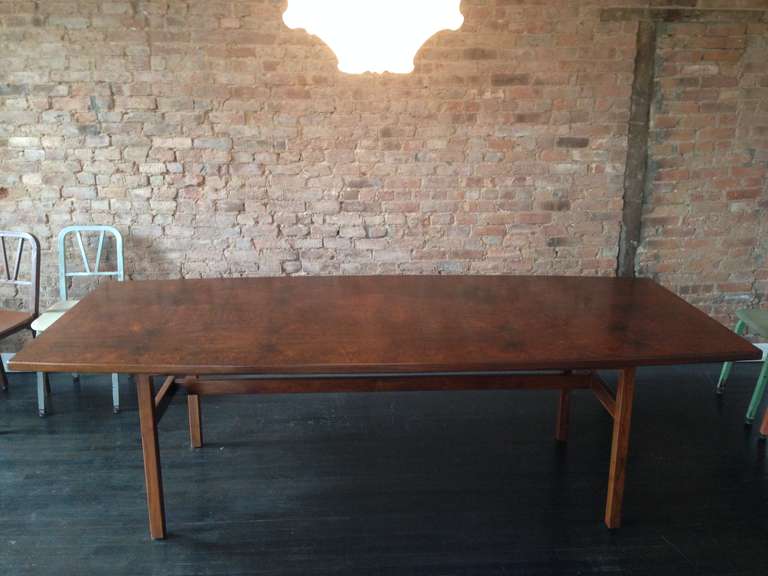 Knoll International Black Walnut Boat Table commissioned and custom designed by Florence Knoll for the Athenaeum Library in Providence