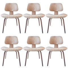 6 Eames for Herman Miller DCW chairs in birch.