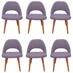 Eero Saarinen Executive Side Chairs with Teak Legs, Set of 6, Knoll