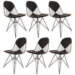 Charles & Ray Eames Eiffel Chairs w/Bikini Pads, Set of 6, Herman Miller, 1952