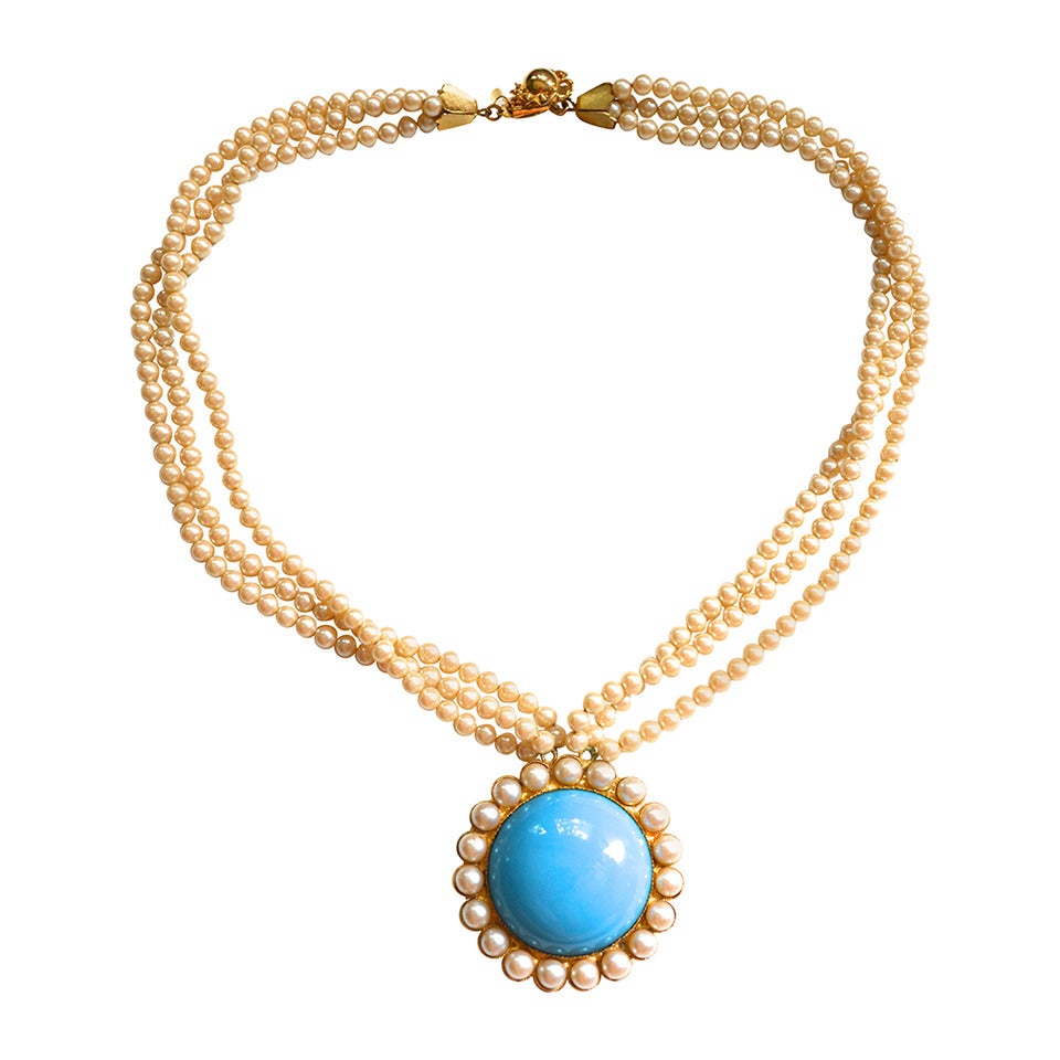 William De Lillo Turquoise Lucite Necklace