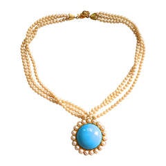 Vintage William De Lillo Turquoise Lucite Necklace