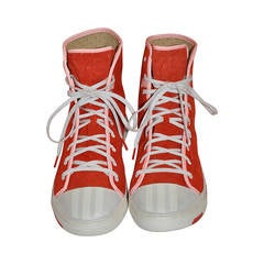 Yohji Yamamoto Men's Suede & Leather Tangerine High Top Sneakers
