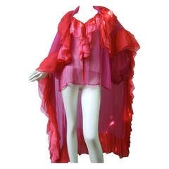 Yves Saint Laurent Rive Gauche Silk Duster & Blouse Ensemble c 1970