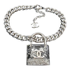 2014 CHANEL Padlock clear Runway necklace