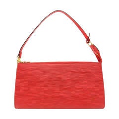 LOUIS VUITTON EPI leather Lipstick red pochette with Gold hardware $765
