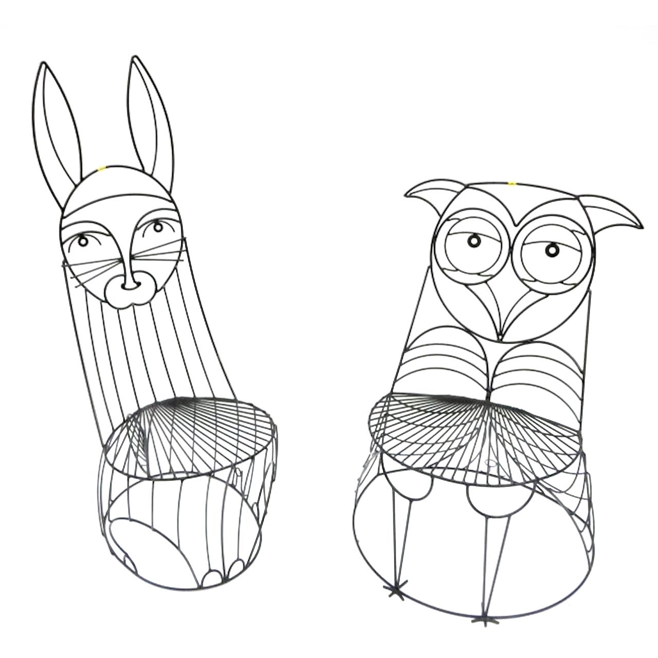 Extremely Rare Jon Risley Rabbit and Owl Chairs, Signed For Sale