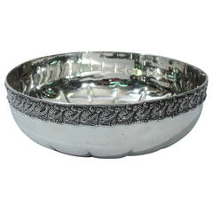 Tiffany Sterling Silver Bowl with Classical Beading and Scrolls