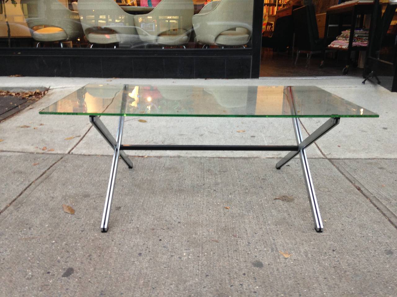 Florence Knoll Parallel Bar Glass Coffee Table for Knoll, 1955 at 1stDibs
