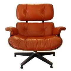 Rare Orange Eames 670 Lounge Chair in Rosewood
