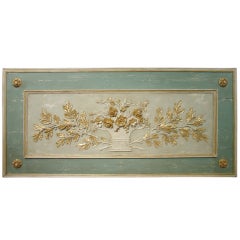 Painted French Overdoor Panel Made from Antique Door