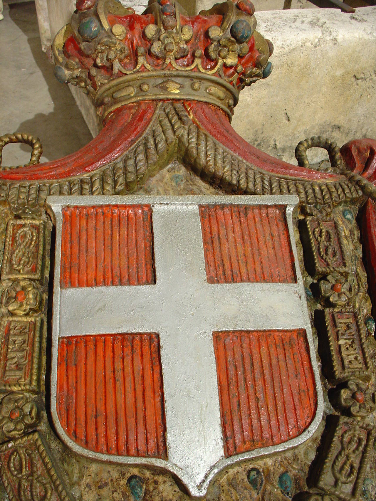 Antique Painted Cast Iron Royal Coat of Arms of Savoie (Savoy) at