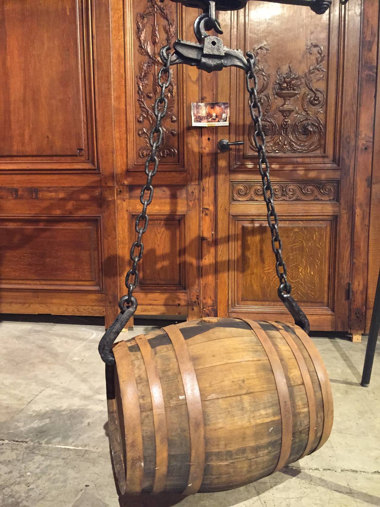Massive Antique French Wine Barrel Scale by Noguera, circa 1850-1890 1