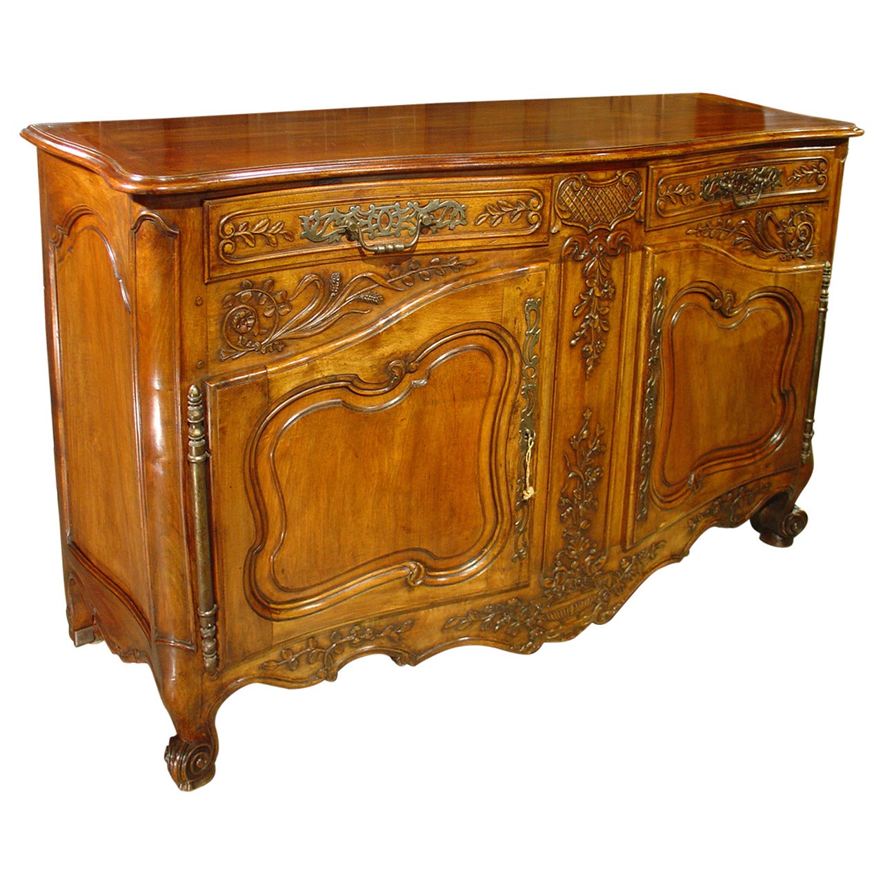 A Large 19th Century Walnut Wood Buffet from Provence, France
