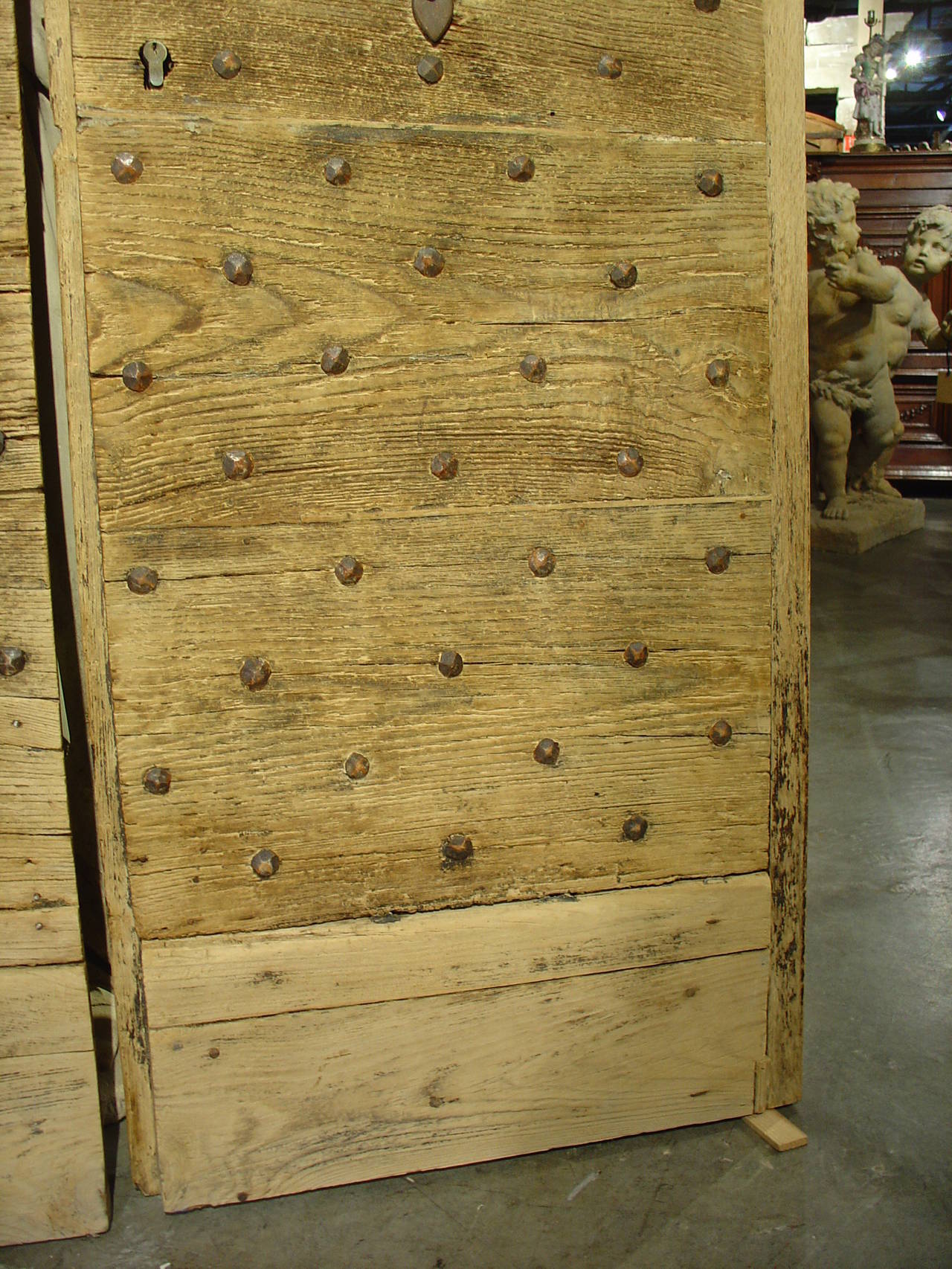 Pair of Painted Primitive Nailhead Doors from France, Early 1800s 1