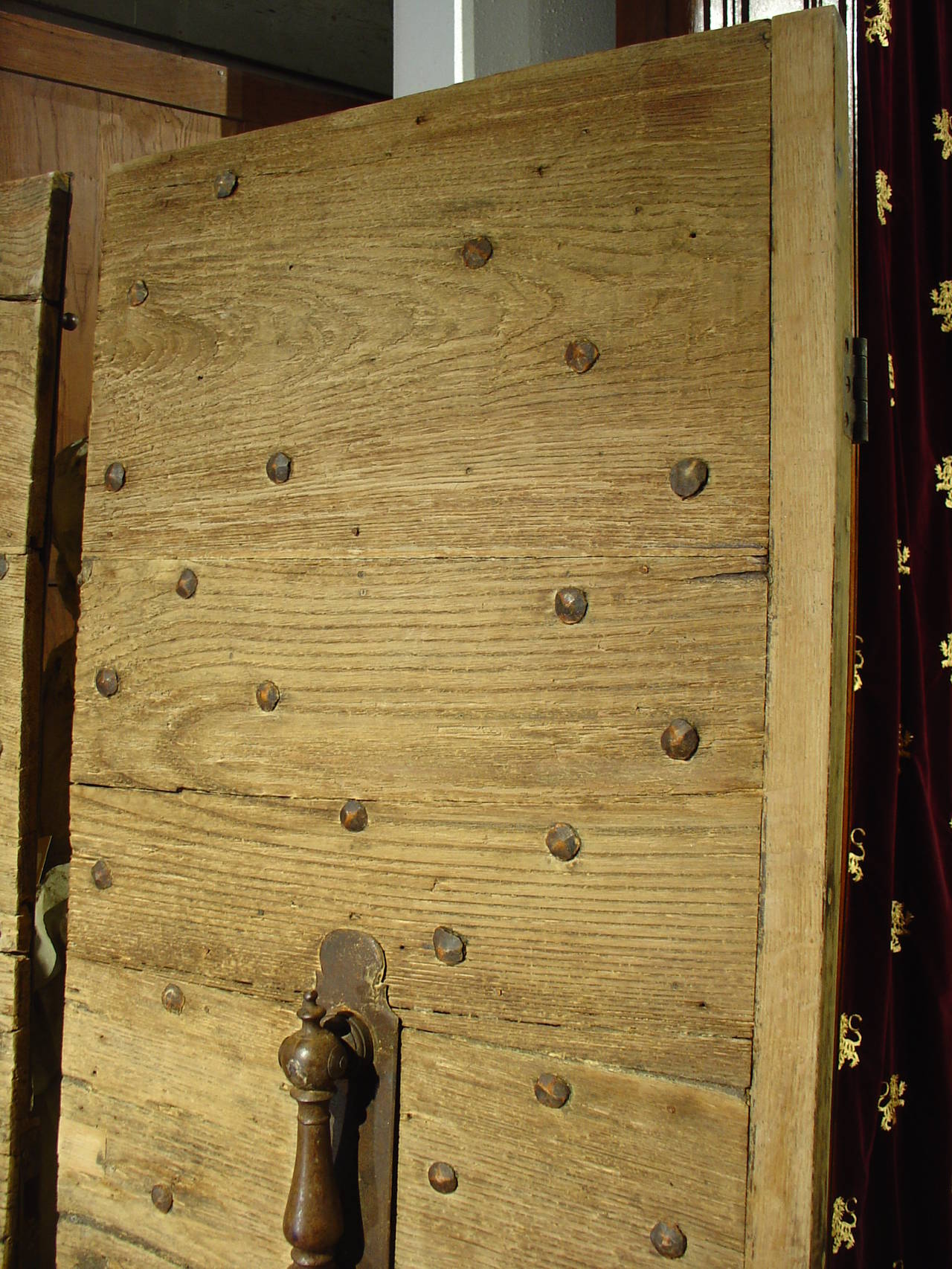 Pair of Painted Primitive Nailhead Doors from France, Early 1800s 3