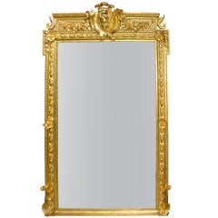 Antique Louis XVI Style Giltwood Mirror from France