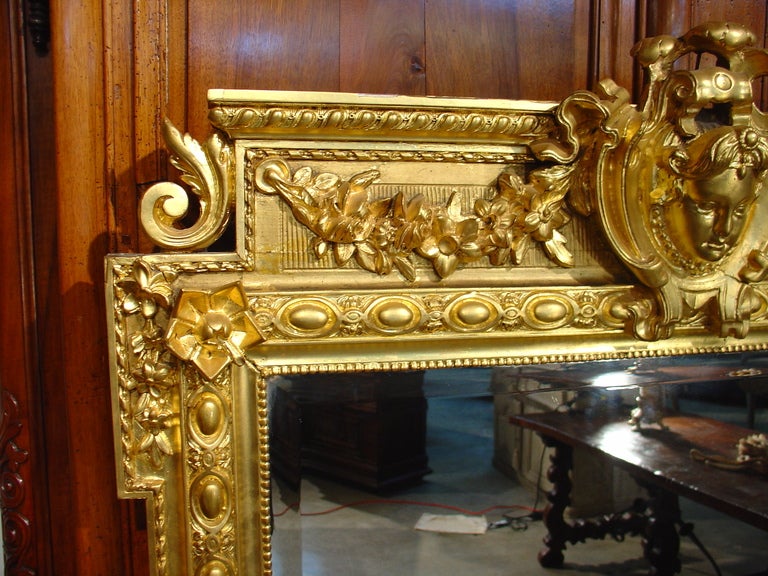 Antique Louis XVI Style Giltwood Mirror from France 2