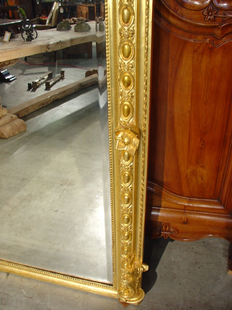 20th Century Antique Louis XVI Style Giltwood Mirror from France