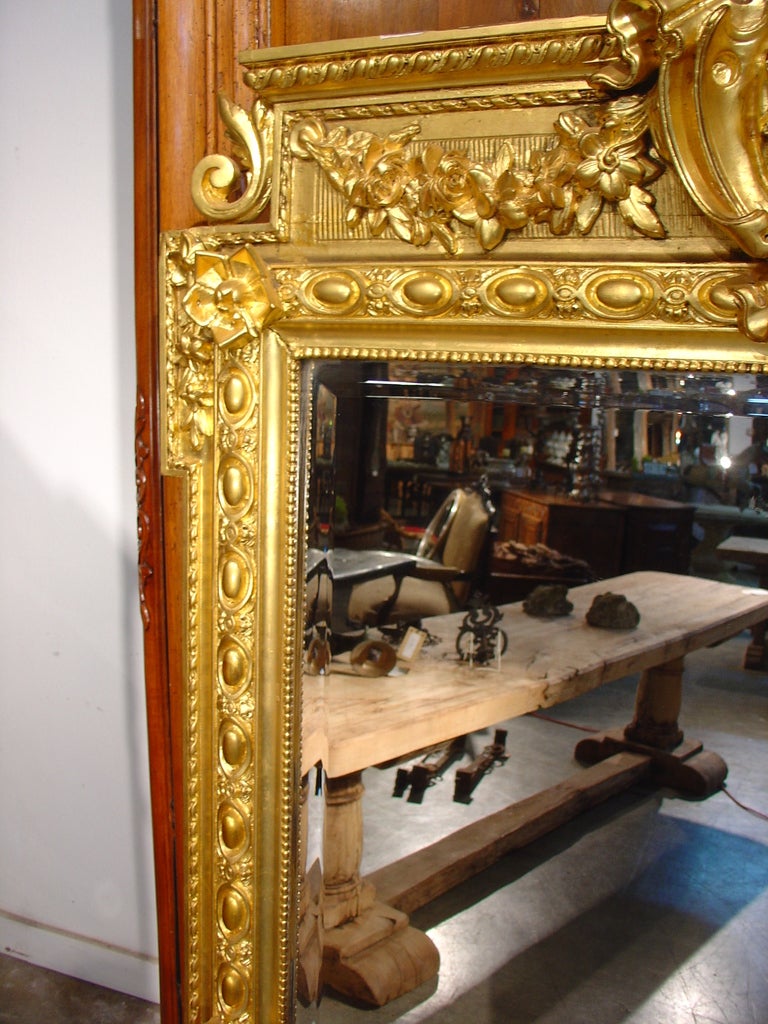 Antique Louis XVI Style Giltwood Mirror from France In Good Condition In Dallas, TX