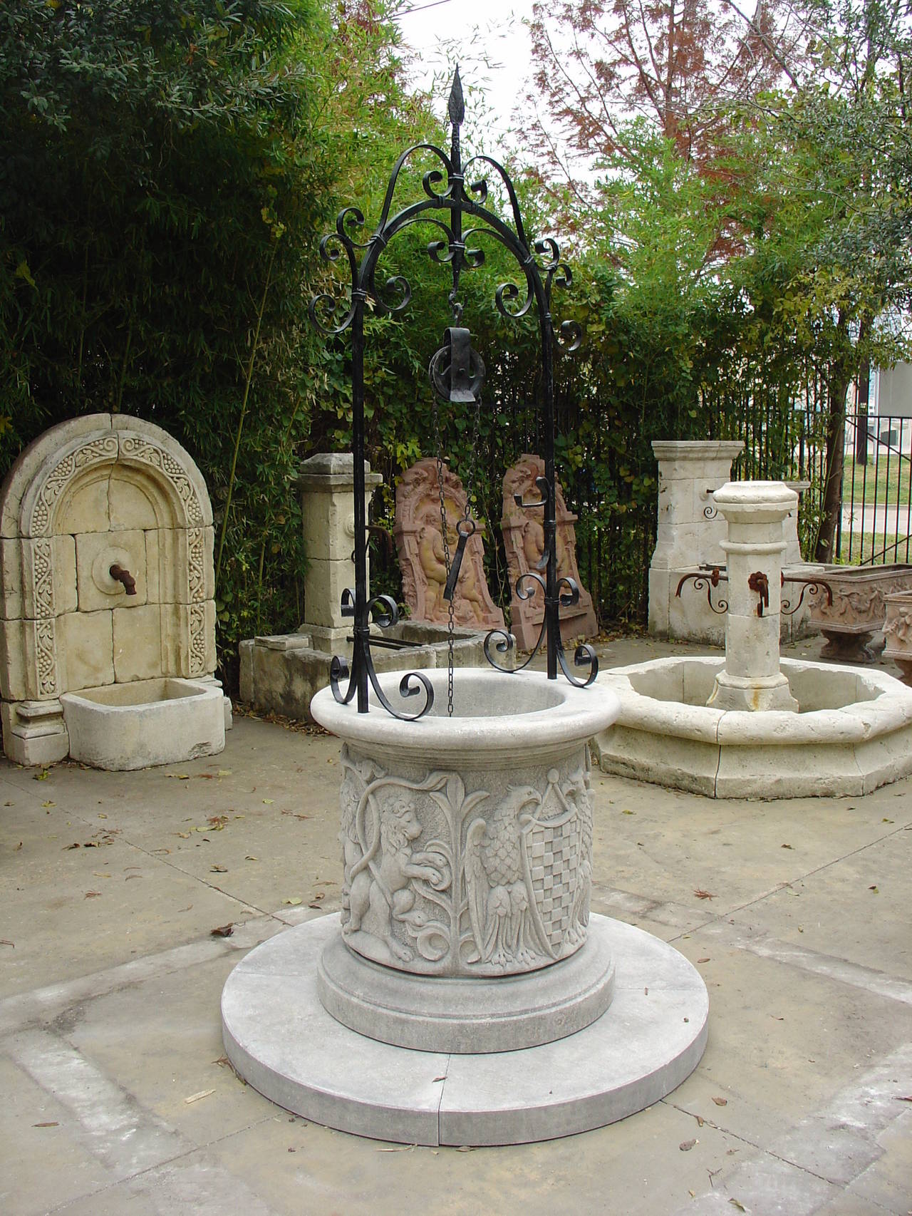 Italian Hand Carved Limestone Well from Italy